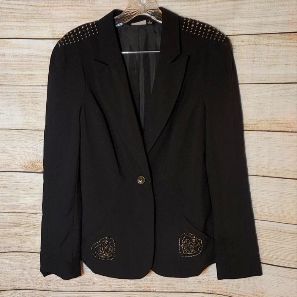 Allen B. by Allen Schwartz Black Embellished Blazer Size Medium